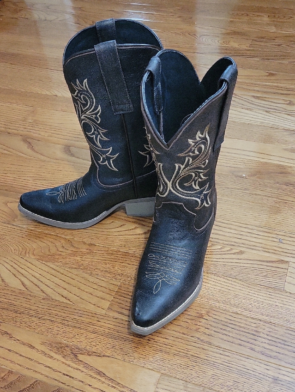 Dark Chocolate Brown Leather Cowboy Boots with Western Stitching